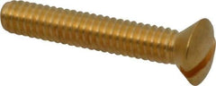 Value Collection - 1/4-20 UNC, 1-1/2" OAL Slotted Drive Machine Screw - Oval Head, Brass, Uncoated, Without Washer - Exact Tool & Supply
