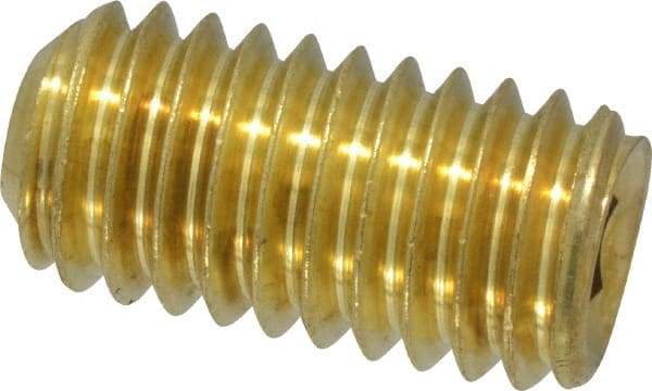 Value Collection - 3/8-16 UNC, 3/4" OAL, Cup Point Set Screw - Brass, 3/16" Key - Exact Tool & Supply