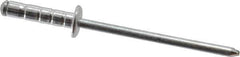 RivetKing - Size 43-45 Dome Head Aluminum Multi Grip Blind Rivet - Steel Mandrel, 0.196" to 0.33" Grip, 1/4" Head Diam, 0.129" to 0.133" Hole Diam, 0.586" Length Under Head, 1/8" Body Diam - Exact Tool & Supply