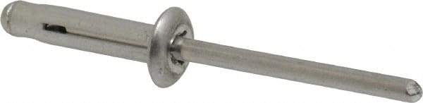 RivetKing - Dome Head Aluminum Tri Folding Blind Rivet - Aluminum Mandrel, 0.04" to 0.354" Grip, 0.386" Head Diam, 0.196" to 0.209" Hole Diam, 0.906" Length Under Head, 3/16" Body Diam - Exact Tool & Supply