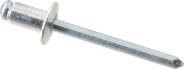 RivetKing - Size 62 Dome Head Aluminum Open End Blind Rivet - Steel Mandrel, 0.02" to 1/8" Grip, 3/8" Head Diam, 0.192" to 0.196" Hole Diam, 0.325" Length Under Head, 3/16" Body Diam - Exact Tool & Supply