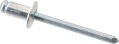 RivetKing - Size 62 Dome Head Aluminum Open End Blind Rivet - Steel Mandrel, 0.02" to 1/8" Grip, 3/8" Head Diam, 0.192" to 0.196" Hole Diam, 0.325" Length Under Head, 3/16" Body Diam - Exact Tool & Supply