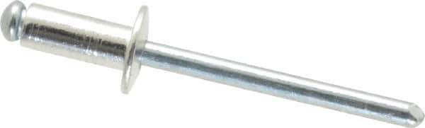 RivetKing - Size 64 Dome Head Aluminum Open End Blind Rivet - Steel Mandrel, 0.188" to 1/4" Grip, 3/8" Head Diam, 0.192" to 0.196" Hole Diam, 0.45" Length Under Head, 3/16" Body Diam - Exact Tool & Supply