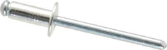 RivetKing - Size 64 Dome Head Aluminum Open End Blind Rivet - Steel Mandrel, 0.188" to 1/4" Grip, 3/8" Head Diam, 0.192" to 0.196" Hole Diam, 0.45" Length Under Head, 3/16" Body Diam - Exact Tool & Supply