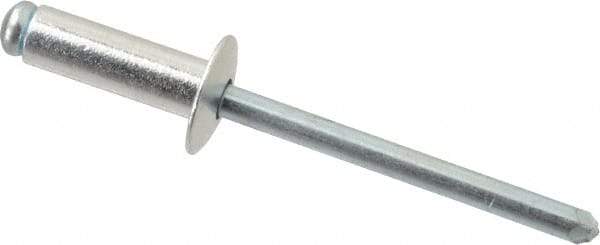 RivetKing - Size 66 Dome Head Aluminum Open End Blind Rivet - Steel Mandrel, 0.251" to 3/8" Grip, 3/8" Head Diam, 0.192" to 0.196" Hole Diam, 0.575" Length Under Head, 3/16" Body Diam - Exact Tool & Supply