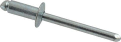 RivetKing - Size 64 Dome Head Steel Open End Blind Rivet - Steel Mandrel, 0.188" to 1/4" Grip, 3/8" Head Diam, 0.192" to 0.196" Hole Diam, 0.45" Length Under Head, 3/16" Body Diam - Exact Tool & Supply