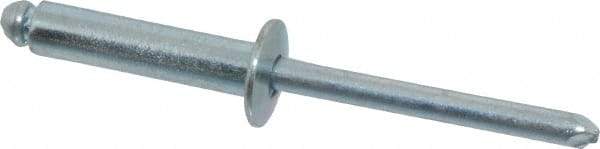 RivetKing - Size 610 Dome Head Steel Open End Blind Rivet - Steel Mandrel, 0.501" to 5/8" Grip, 3/8" Head Diam, 0.192" to 0.196" Hole Diam, 0.825" Length Under Head, 3/16" Body Diam - Exact Tool & Supply
