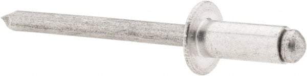 RivetKing - Size 64 Dome Head Aluminum Open End Blind Rivet - Aluminum Mandrel, 0.188" to 1/4" Grip, 3/8" Head Diam, 0.192" to 0.198" Hole Diam, 0.45" Length Under Head, 3/16" Body Diam - Exact Tool & Supply