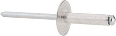 RivetKing - Size 610 Large Flange Dome Head Aluminum Open End Blind Rivet - Steel Mandrel, 0.501" to 5/8" Grip, 5/8" Head Diam, 0.192" to 0.196" Hole Diam, 0.825" Length Under Head, 3/16" Body Diam - Exact Tool & Supply