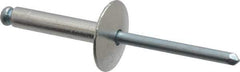 RivetKing - Size 612 Large Flange Dome Head Aluminum Open End Blind Rivet - Steel Mandrel, 0.626" to 3/4" Grip, 5/8" Head Diam, 0.192" to 0.196" Hole Diam, 0.95" Length Under Head, 3/16" Body Diam - Exact Tool & Supply