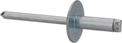 RivetKing - Size 66 Large Flange Dome Head Steel Open End Blind Rivet - Steel Mandrel, 0.251" to 3/8" Grip, 5/8" Head Diam, 0.192" to 0.196" Hole Diam, 0.575" Length Under Head, 3/16" Body Diam - Exact Tool & Supply