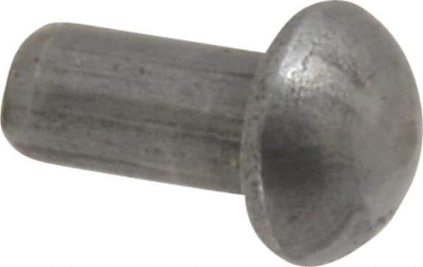RivetKing - 1/8" Body Diam, Round Steel Solid Rivet - 1/4" Length Under Head - Exact Tool & Supply