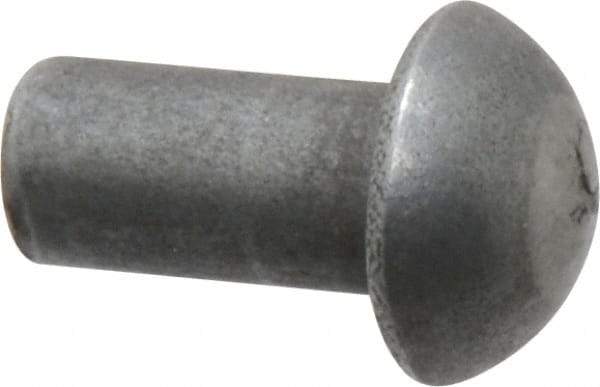RivetKing - 1/4" Body Diam, Round Uncoated Steel Solid Rivet - 1/2" Length Under Head - Exact Tool & Supply