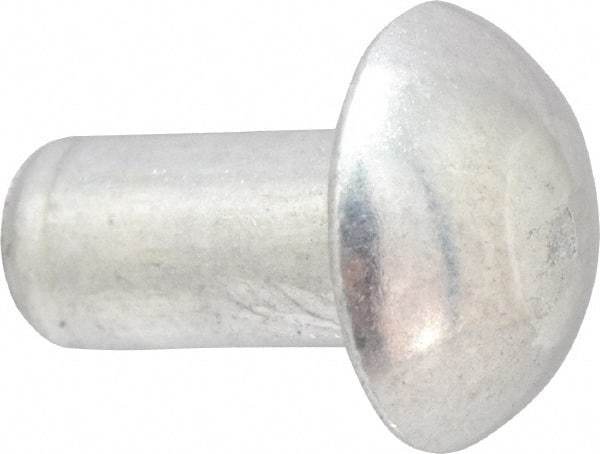 RivetKing - 1/8" Body Diam, Round Aluminum Solid Rivet - 1/4" Length Under Head, Grade 1100F - Exact Tool & Supply