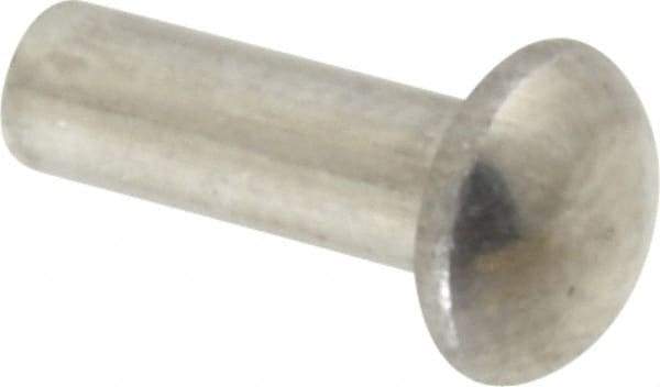 RivetKing - 1/8" Body Diam, Round Aluminum Solid Rivet - 3/8" Length Under Head, Grade 1100F - Exact Tool & Supply