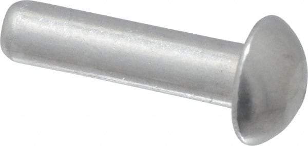 RivetKing - 1/8" Body Diam, Round Uncoated Aluminum Solid Rivet - 1/2" Length Under Head, Grade 1100F - Exact Tool & Supply