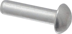 RivetKing - 1/8" Body Diam, Round Uncoated Aluminum Solid Rivet - 1/2" Length Under Head, Grade 1100F - Exact Tool & Supply