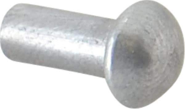RivetKing - 5/32" Body Diam, Round Uncoated Aluminum Solid Rivet - 3/8" Length Under Head, Grade 1100F - Exact Tool & Supply