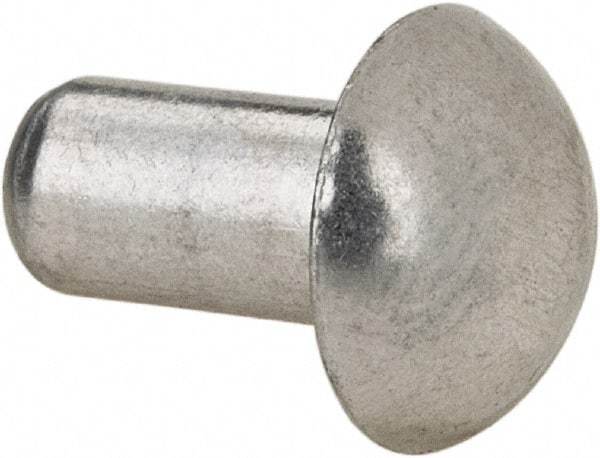 RivetKing - 3/16" Body Diam, Round Uncoated Aluminum Solid Rivet - 3/8" Length Under Head, Grade 1100F - Exact Tool & Supply