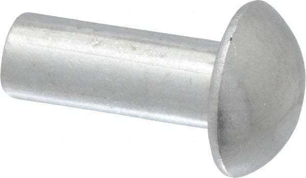 RivetKing - 3/16" Body Diam, Round Uncoated Aluminum Solid Rivet - 1/2" Length Under Head, Grade 1100F - Exact Tool & Supply