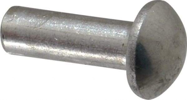 RivetKing - 1/4" Body Diam, Round Aluminum Solid Rivet - 3/4" Length Under Head, Grade 1100F - Exact Tool & Supply