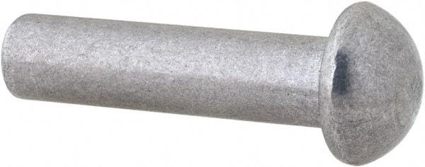 RivetKing - 1/4" Body Diam, Round Uncoated Aluminum Solid Rivet - 1" Length Under Head, Grade 1100F - Exact Tool & Supply