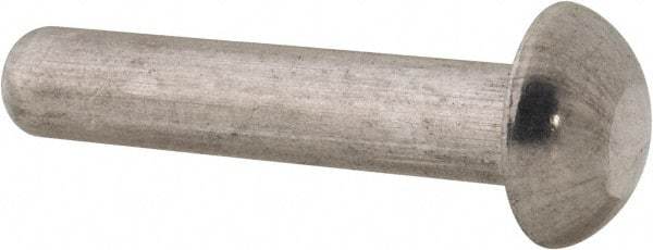 RivetKing - 1/4" Body Diam, Round Uncoated Aluminum Solid Rivet - 1-1/4" Length Under Head, Grade 1100F - Exact Tool & Supply