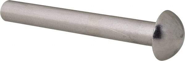 RivetKing - 1/4" Body Diam, Round Aluminum Solid Rivet - 2" Length Under Head, Grade 1100F - Exact Tool & Supply