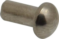 RivetKing - 1/8" Body Diam, Round Uncoated Stainless Steel Solid Rivet - 1/4" Length Under Head, Grade 18-8 - Exact Tool & Supply
