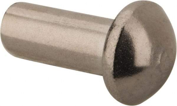 RivetKing - 5/32" Body Diam, Round Stainless Steel Solid Rivet - 3/8" Length Under Head, Grade 18-8 - Exact Tool & Supply