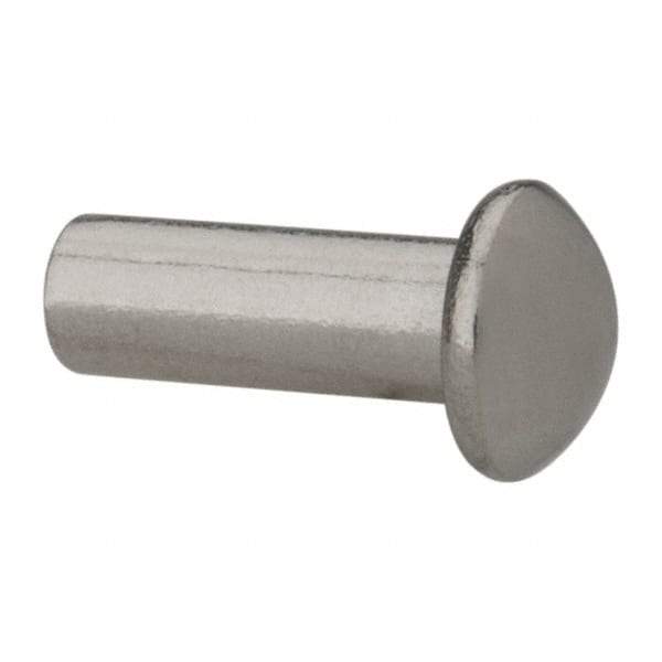 RivetKing - 3/16" Body Diam, Round Uncoated Stainless Steel Solid Rivet - 1/2" Length Under Head, Grade 18-8 - Exact Tool & Supply