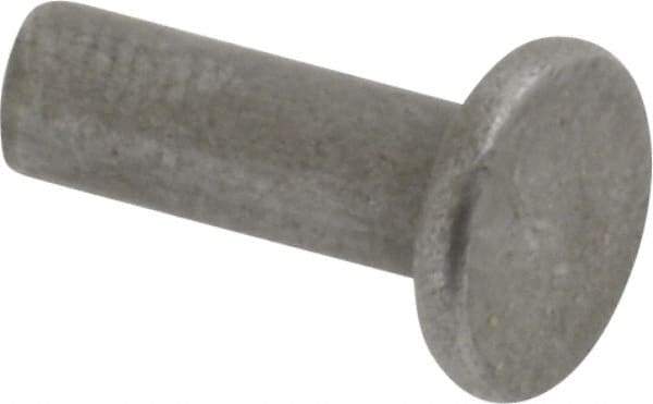 RivetKing - 1/8" Body Diam, Flat Uncoated Steel Solid Rivet - 3/8" Length Under Head - Exact Tool & Supply