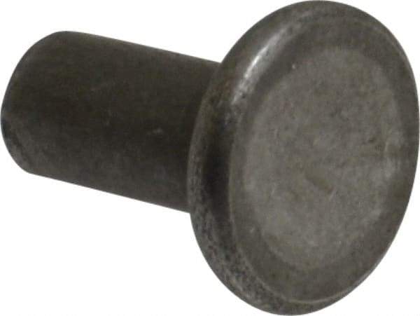 RivetKing - 3/16" Body Diam, Flat Uncoated Steel Solid Rivet - 3/8" Length Under Head - Exact Tool & Supply