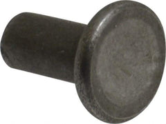 RivetKing - 3/16" Body Diam, Flat Uncoated Steel Solid Rivet - 3/8" Length Under Head - Exact Tool & Supply