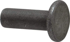 RivetKing - 3/16" Body Diam, Flat Uncoated Steel Solid Rivet - 1/2" Length Under Head - Exact Tool & Supply