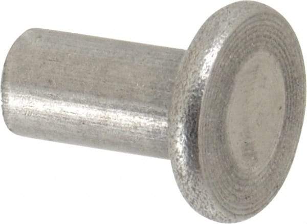 RivetKing - 1/4" Body Diam, Flat Uncoated Steel Solid Rivet - 1/2" Length Under Head - Exact Tool & Supply