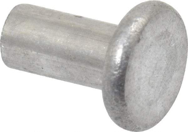 RivetKing - 1/8" Body Diam, Flat Aluminum Solid Rivet - 1/4" Length Under Head, Grade 1100F - Exact Tool & Supply
