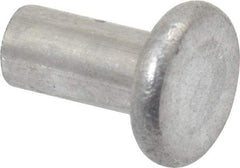 RivetKing - 1/8" Body Diam, Flat Aluminum Solid Rivet - 1/4" Length Under Head, Grade 1100F - Exact Tool & Supply