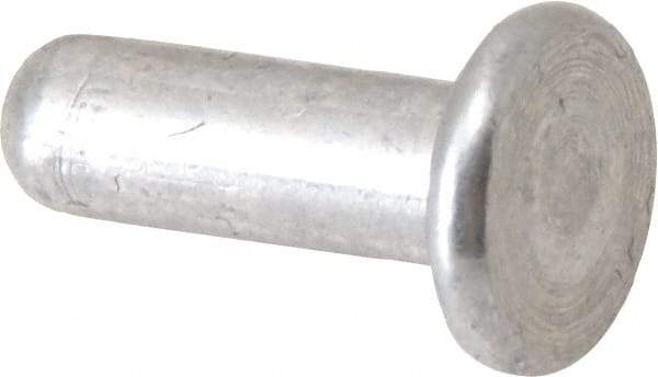 RivetKing - 1/8" Body Diam, Flat Uncoated Aluminum Solid Rivet - 3/8" Length Under Head, Grade 1100F - Exact Tool & Supply