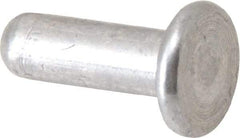 RivetKing - 1/8" Body Diam, Flat Uncoated Aluminum Solid Rivet - 3/8" Length Under Head, Grade 1100F - Exact Tool & Supply