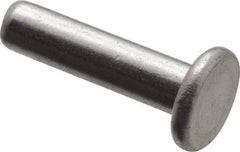 RivetKing - 1/8" Body Diam, Flat Uncoated Aluminum Solid Rivet - 1/2" Length Under Head, Grade 1100F - Exact Tool & Supply