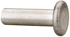 RivetKing - 3/16" Body Diam, Flat Uncoated Aluminum Solid Rivet - 5/8" Length Under Head, Grade 1100F - Exact Tool & Supply