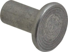 RivetKing - 1/4" Body Diam, Flat Uncoated Aluminum Solid Rivet - 1/2" Length Under Head, Grade 1100F - Exact Tool & Supply