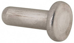 RivetKing - 1/4" Body Diam, Flat Uncoated Aluminum Solid Rivet - 3/4" Length Under Head, Grade 1100F - Exact Tool & Supply