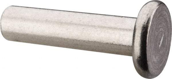 RivetKing - 1/4" Body Diam, Flat Uncoated Aluminum Solid Rivet - 1" Length Under Head, Grade 1100F - Exact Tool & Supply