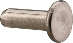 RivetKing - 1/8" Body Diam, Flat Uncoated Stainless Steel Solid Rivet - 3/8" Length Under Head, Grade 18-8 - Exact Tool & Supply