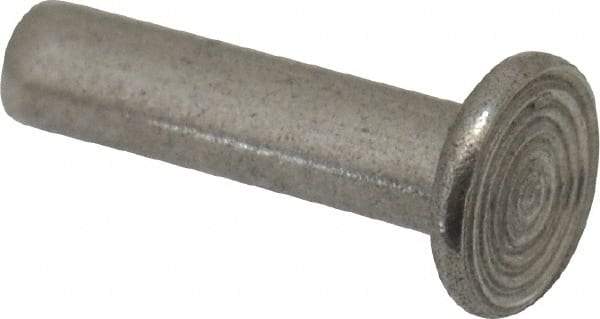 RivetKing - 1/8" Body Diam, Flat Uncoated Stainless Steel Solid Rivet - 1/2" Length Under Head, Grade 18-8 - Exact Tool & Supply