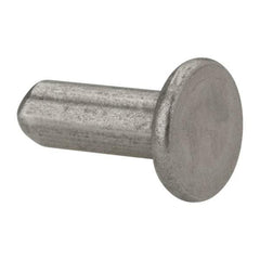 RivetKing - 3/16" Body Diam, Flat Uncoated Stainless Steel Solid Rivet - 1/2" Length Under Head, Grade 18-8 - Exact Tool & Supply