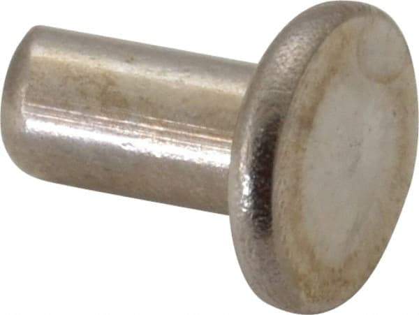 RivetKing - 1/4" Body Diam, Flat Uncoated Stainless Steel Solid Rivet - 1/2" Length Under Head, Grade 18-8 - Exact Tool & Supply