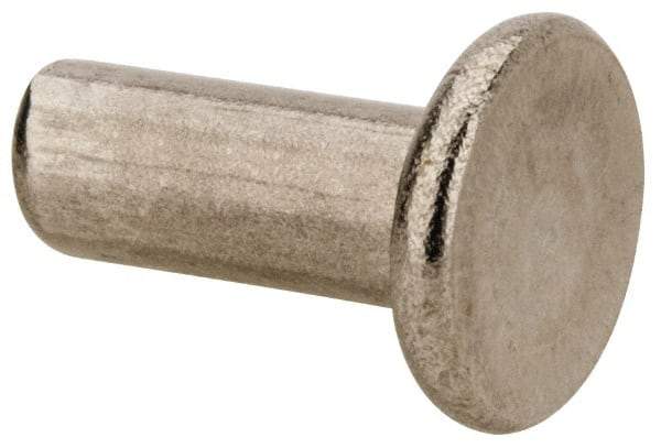 RivetKing - 1/4" Body Diam, Flat Uncoated Stainless Steel Solid Rivet - 5/8" Length Under Head, Grade 18-8 - Exact Tool & Supply